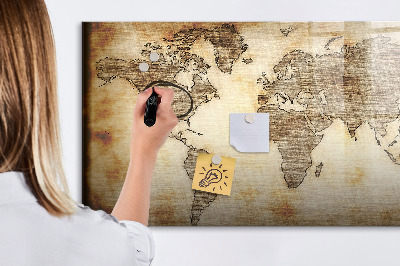Magnettafel zum schreiben Weltkarte mit Fotostandorten