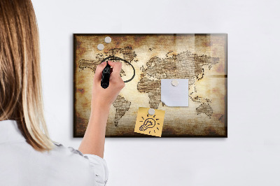 Magnettafel zum schreiben Weltkarte mit Fotostandorten