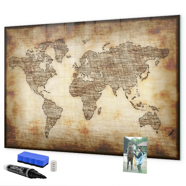 Magnettafel zum schreiben Weltkarte mit Fotostandorten