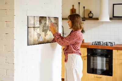Magnettafel zum schreiben Weltkarte mit Fotostandorten