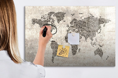Magnettafel zum schreiben Weltkarte mit Fotostandorten