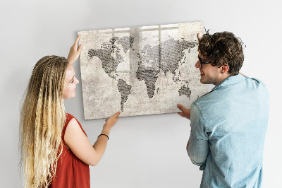 Magnettafel zum schreiben Weltkarte mit Fotostandorten