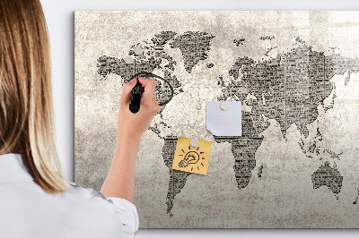 Magnettafel zum schreiben Weltkarte mit Fotostandorten