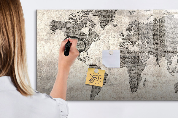 Magnettafel zum schreiben Weltkarte mit Fotostandorten
