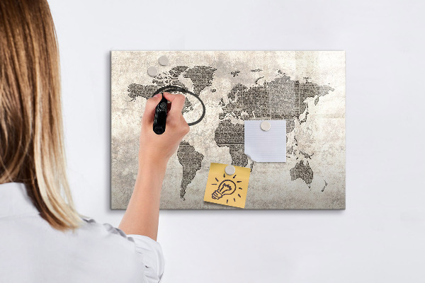 Magnettafel zum schreiben Weltkarte mit Fotostandorten