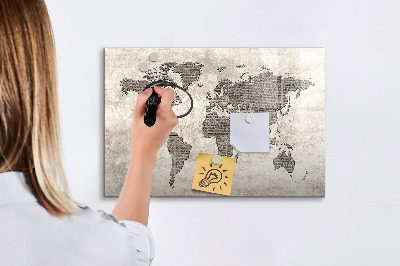 Magnettafel zum schreiben Weltkarte mit Fotostandorten