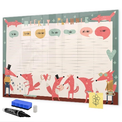 Schreib magnettafel Wochenplaner mit farbenfrohen Illustrationen