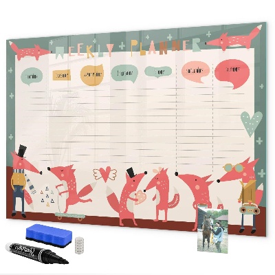 Schreib magnettafel Wochenplaner mit farbenfrohen Illustrationen