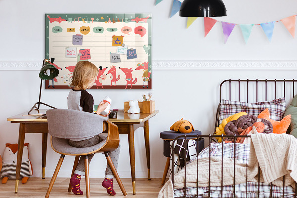 Schreib magnettafel Wochenplaner mit farbenfrohen Illustrationen