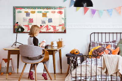 Schreib magnettafel Wochenplaner mit farbenfrohen Illustrationen