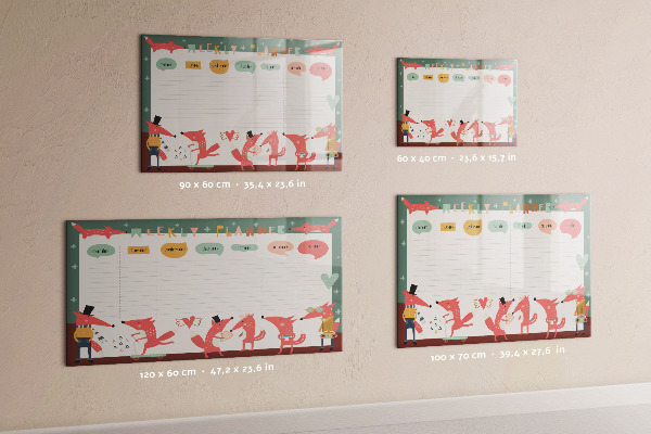 Schreib magnettafel Wochenplaner mit farbenfrohen Illustrationen