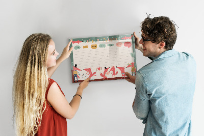 Schreib magnettafel Wochenplaner mit farbenfrohen Illustrationen