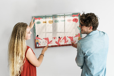 Schreib magnettafel Wochenplaner mit farbenfrohen Illustrationen