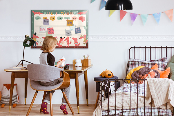 Schreib magnettafel Wochenplaner mit farbenfrohen Illustrationen