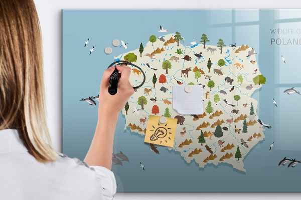 Schreib magnettafel Naturkarte von Polen mit Fotostandorten
