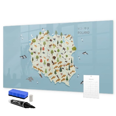 Schreib magnettafel Naturkarte von Polen mit Fotostandorten