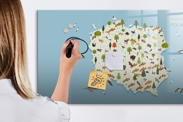 Schreib magnettafel Naturkarte von Polen mit Fotostandorten