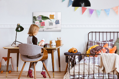 Magnettafel zum schreiben Pflanzen und Erinnerungen an der Wand