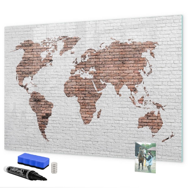 Schreib magnettafel Weltkarte mit Fotostandorten