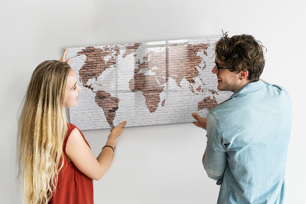 Schreib magnettafel Weltkarte mit Fotostandorten