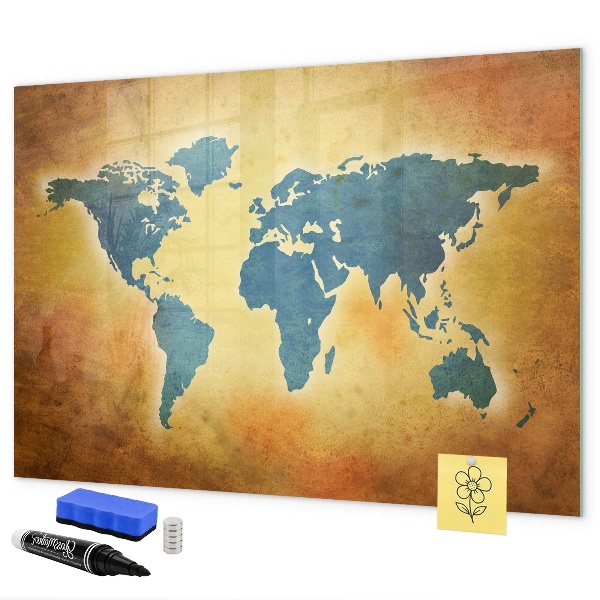 Magnettafel zum schreiben Weltkarte mit Platz für Fotos
