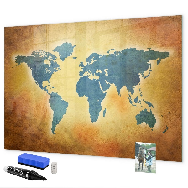 Magnettafel zum schreiben Weltkarte mit Platz für Fotos