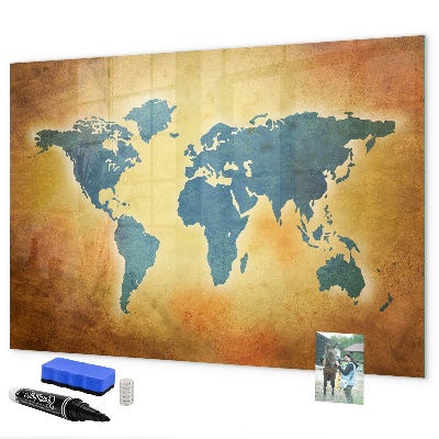 Magnettafel zum schreiben Weltkarte mit Platz für Fotos
