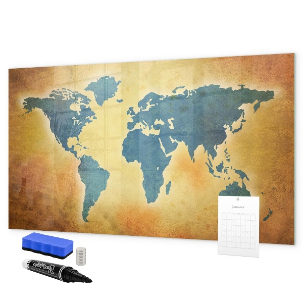 Magnettafel zum schreiben Weltkarte mit Platz für Fotos