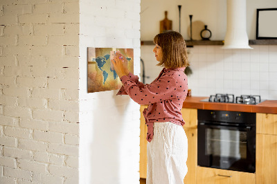 Magnettafel zum schreiben Weltkarte mit Platz für Fotos