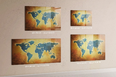 Magnettafel zum schreiben Weltkarte mit Platz für Fotos