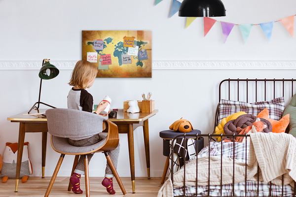 Magnettafel zum schreiben Weltkarte mit Platz für Fotos