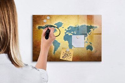Magnettafel zum schreiben Weltkarte mit Platz für Fotos