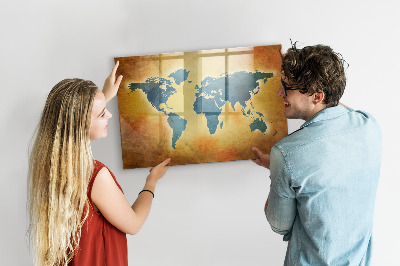 Magnettafel zum schreiben Weltkarte mit Platz für Fotos