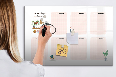 Magnettafel zum schreiben Wochenplaner mit Platz für Fotos
