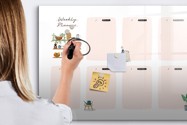 Magnettafel zum schreiben Wochenplaner mit Platz für Fotos