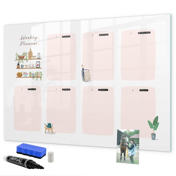 Magnettafel zum schreiben Wochenplaner mit Platz für Fotos