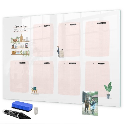 Magnettafel zum schreiben Wochenplaner mit Platz für Fotos