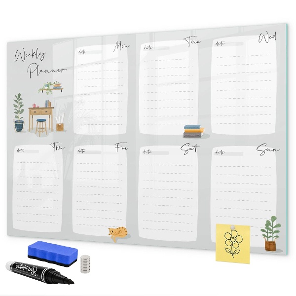 Schreib magnettafel Wochenplaner mit Platz für Fotos