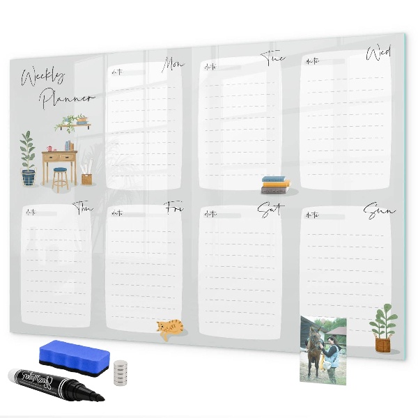 Schreib magnettafel Wochenplaner mit Platz für Fotos