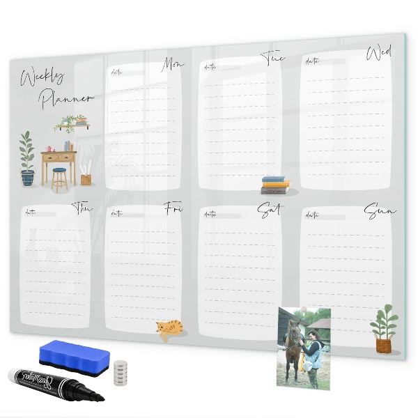Schreib magnettafel Wochenplaner mit Platz für Fotos