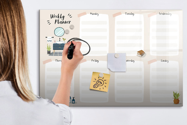 Magnettafel zum schreiben Wochenplaner mit Platz für Fotos