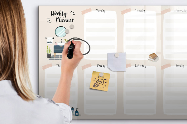Magnettafel zum schreiben Wochenplaner mit Platz für Fotos