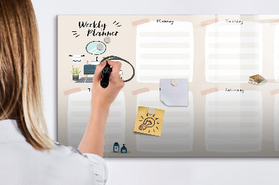 Magnettafel zum schreiben Wochenplaner mit Platz für Fotos