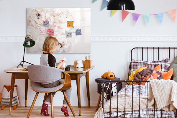 Schreib magnettafel Blumenmotiv mit Platz für Fotos