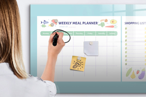 Magnettafel zum schreiben Speiseplaner und Einkaufsliste