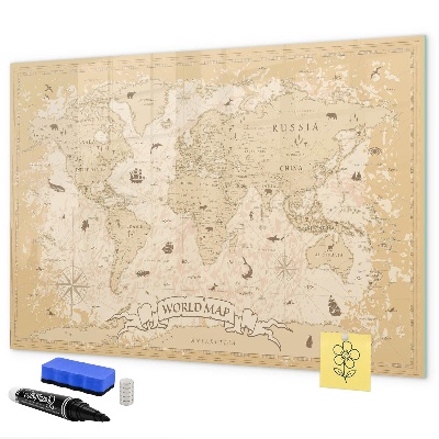 Schreib magnettafel Weltkarte mit Fotos und Zubehör