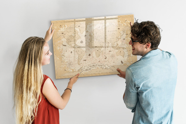Schreib magnettafel Weltkarte mit Fotos und Zubehör