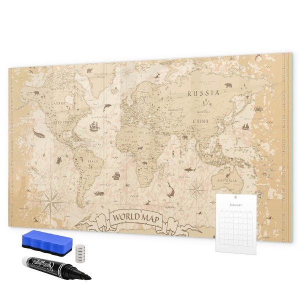 Schreib magnettafel Weltkarte mit Fotos und Zubehör