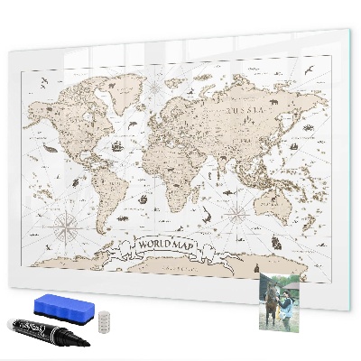 Magnettafel zum schreiben Weltkarte mit Fotostandorten