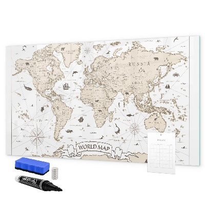 Magnettafel zum schreiben Weltkarte mit Fotostandorten